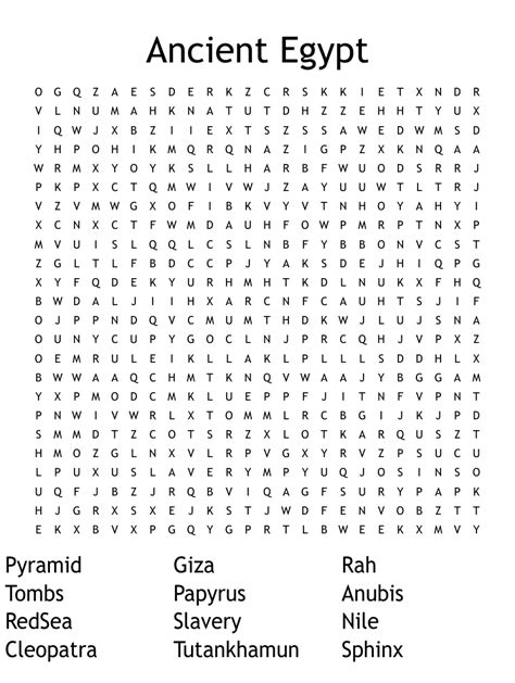 Ancient Egypt Word Search - Rezfoods - Resep Masakan Indonesia