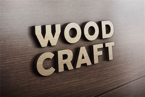 Woodcraft Logo Mockup With 3D Effect - Templatefor