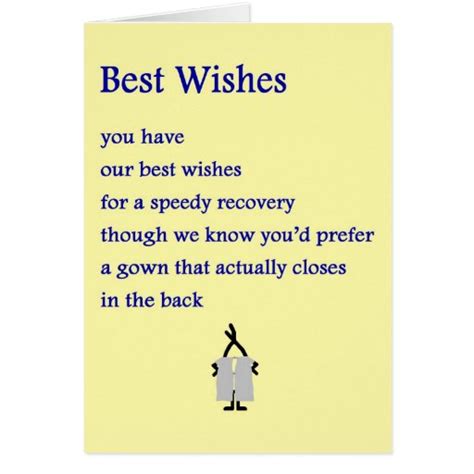 Best Wishes - a funny get well poem Greeting Card | Zazzle