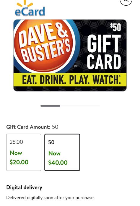 Wal-mart has discounted Dave and Busters gift cards. 20% off the $25 and $50 options. : r ...