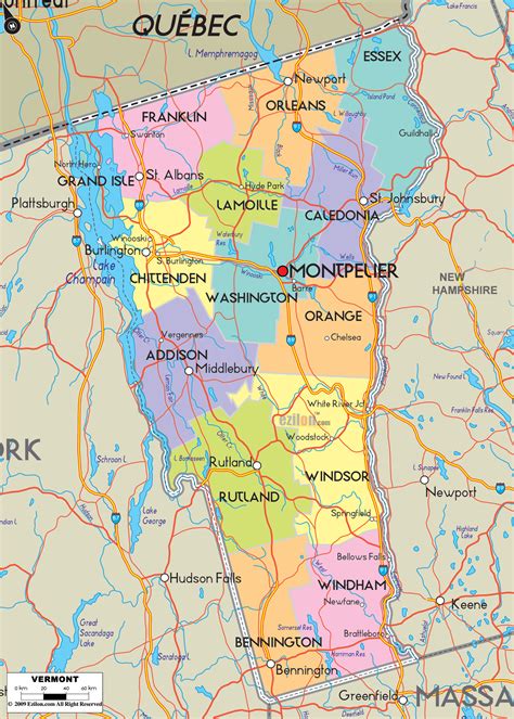 Map of Vermont State USA - Ezilon Maps