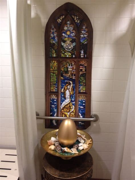 Mermaid Stained Glass Window in the Restroom with Golden Egg, while ...