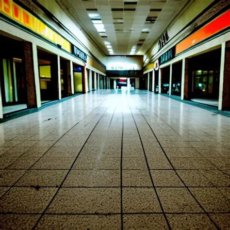 liminal empty abandoned mall at night, abandoned sto... | OpenArt