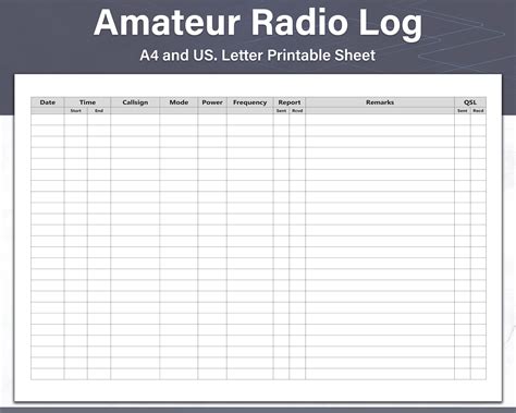 Amateur Radio Log Sheets Printable Ham Radio Log Ideal for - Etsy