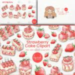 Strawberry Watercolor Cake Clipart Sublimation – MasterBundles