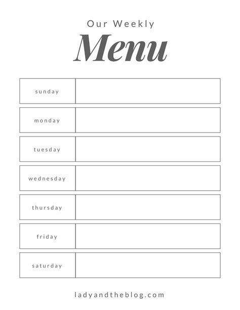 Free Weekly Family Meal Planner Printable