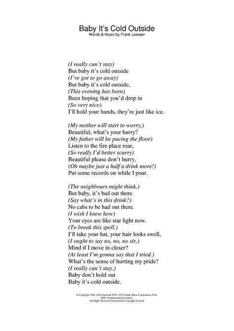 lyrics to baby its cold outside | christmas | Pinterest