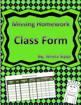 Missing Homework Log Template for Teachers by Hashtag Teached | TPT