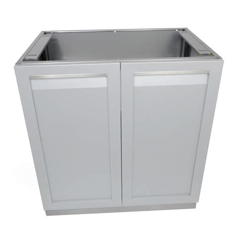 4 Life Outdoor Stainless Steel Assembled 32x35x24 in. Outdoor Kitchen Base Cabinet with 2 Full ...