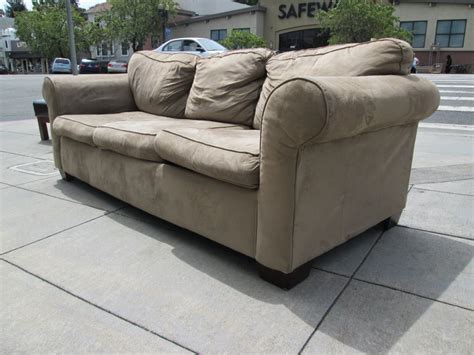 UHURU FURNITURE & COLLECTIBLES: SOLD Beige Ultrasuede Couch $120