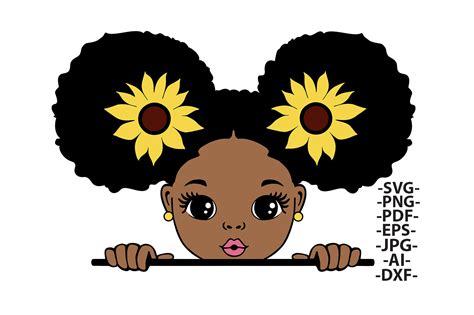 Peekaboo Girl, Afro Girl Png, Sunflower Png, Afro Puff Hair Png, Black Girl Png, Afro Baby Kid ...