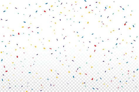 Colorful confetti falling isolated on transparent background. Anniversary and birthday ...