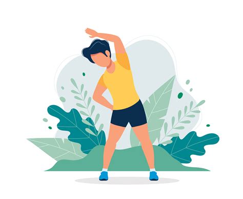 Happy man exercising in the park. Vector illustration in flat style, concept illustration for ...