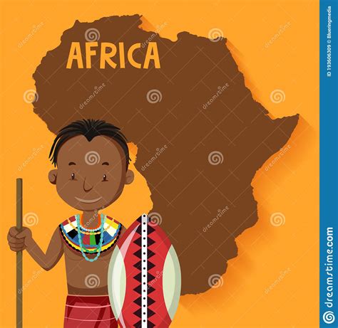 Native African Tribes with Map on the Background Stock Vector - Illustration of tradition ...