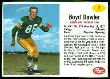 Boyd Dowler - 1962 Post Cereal #2 - Vintage Football Card Gallery