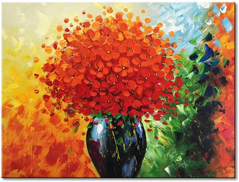 Modern Red Flower Painting Handmade Oil Painting