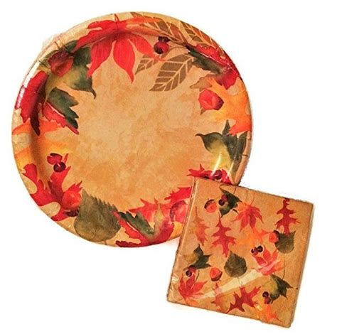 Autumn Fall Leaves Party Paper Plates and Napkins Set by Autumn Leaves #thanksgivingdinner # ...