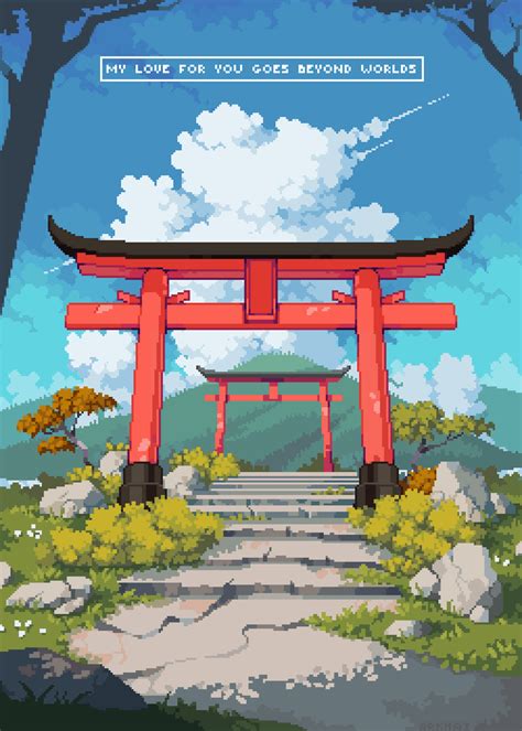 Japanese torii gate pixel art - Aseprite x Mouse 250x350 : r/PixelArt