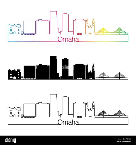 Omaha skyline linear style with rainbow in editable vector file Stock Photo - Alamy