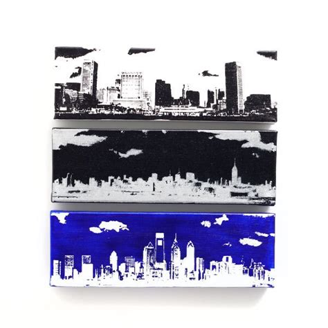 Baltimore Skyline Canvas 12 X 4 Inches White With Black - Etsy