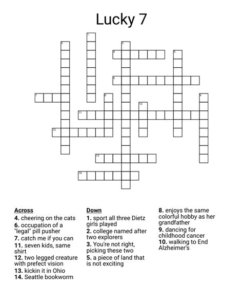 Lucky 7 Crossword - WordMint