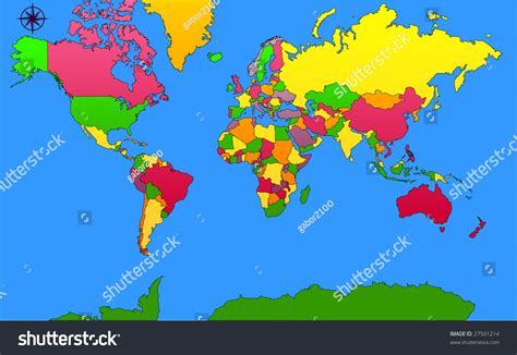 World Map Countries Colors Stock Vector 27501214 - Shutterstock