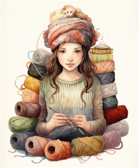 Knitting Girl Art Free Stock Photo - Public Domain Pictures