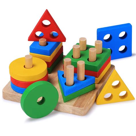 Baby Shape Sorter Developmental Geometric Puzzle Board Blocks Wooden Toddler Toy - Toy Coupons ...