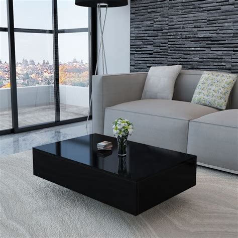 Anself Coffee Table Side Table Sofa Table Couch Table for Living Room High Gloss Black - Walmart.com