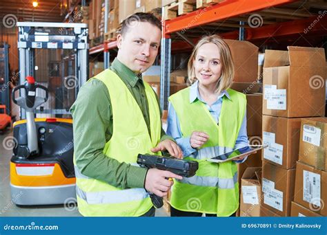 Warehouse Management System. Worker With Barcode Scanner Stock Image | CartoonDealer.com #71142937