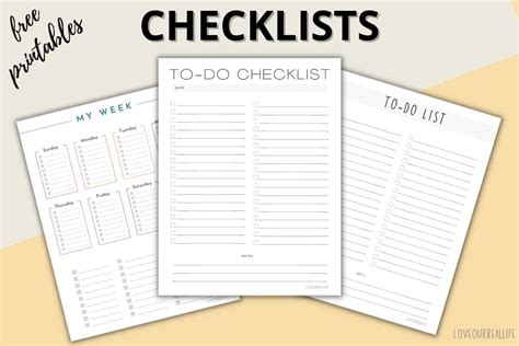 FREE Printable Checklist Templates - To Do Lists to Download ⋆ Love Our Real Life