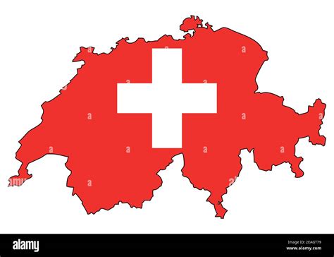 Switzerland map with flag - outline of a state with a national flag ...