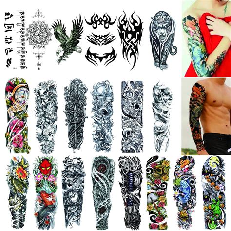 Full Arm Temporary Tattoos 20 Sheets,Tattoo Sleeves for Men and Women ...