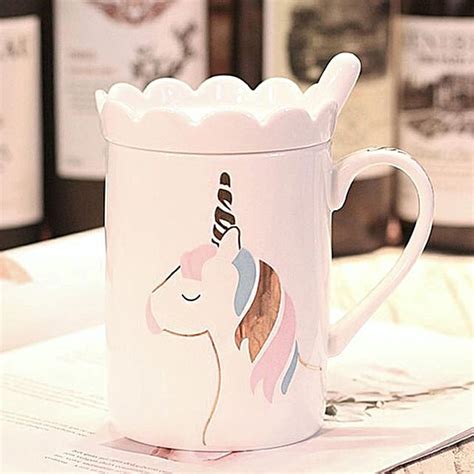 Buy/Send Unicorn Mug With Lid Spoon- White Online- FNP