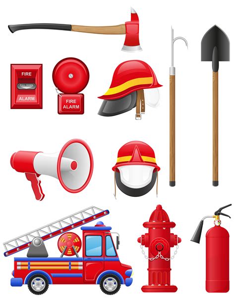 set icons of firefighting equipment vector illustration 488959 Vector Art at Vecteezy