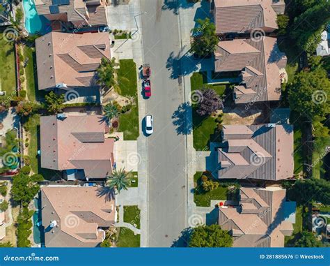 Aerial View of a Suburban Residential Area with a Paved Street Stock Photo - Image of paved ...