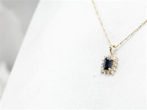 Sapphire Diamond Halo Pendant