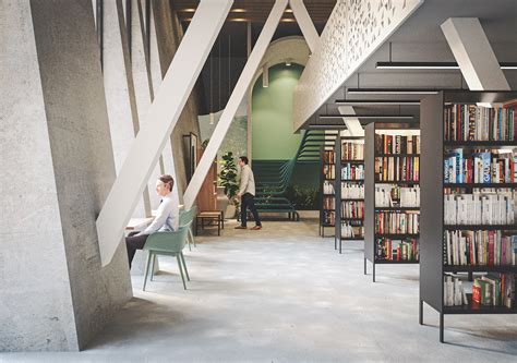 Modern Library Interior design and Architecture on Behance