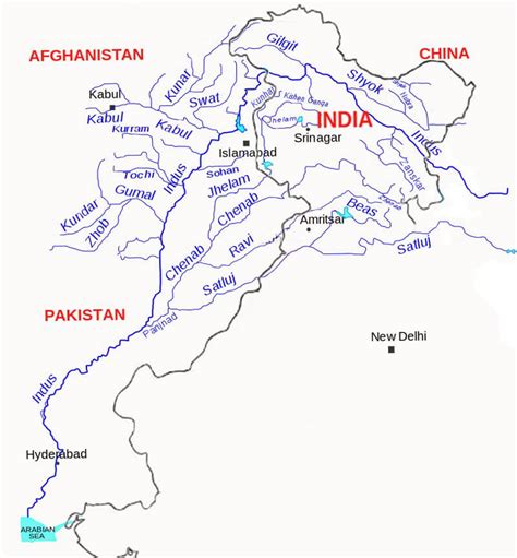 Map Indus River Tributaries - Share Map