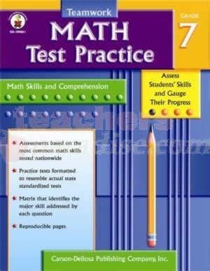 CARSON DELLOSA Teamwork Math Test Practice Book Grade: 7 CD-104061 - TeachersParadise