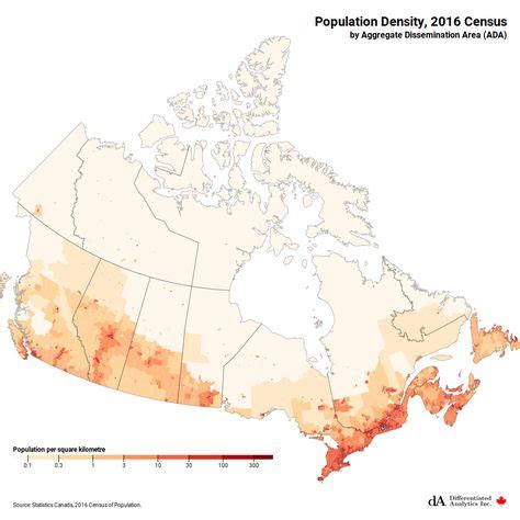 Population density of Canada by municipalities, counties, and other ...