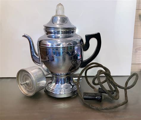 Farberware Chrome Percolator Coffee Pot Set, Faberware Chrome Plated Electric Coffee Pot ...