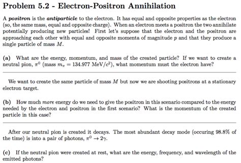 Solved Problem 5.2 - Electron-Positron Annihilation A | Chegg.com