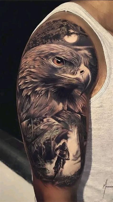 a man with an eagle tattoo on his arm