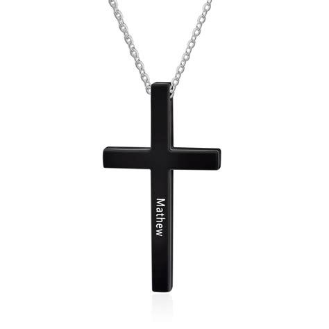 Black Cross Necklace for Men [Personalized] | FARUZO