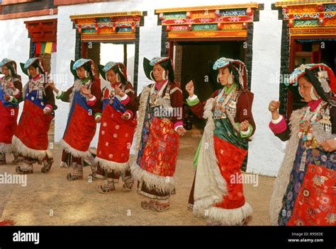 women performing folk dance, ladakh, Jammu & Kashmir, india Stock Photo ...