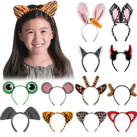 Buy 12 Pack Plush Animal Headbands for Party Favor, Jungle Animal Ear ...