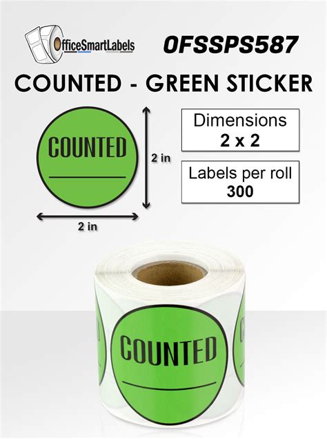 Amazon.com : Counted 2 Inch Round Inventory Control Labels Stickers Green 1 Roll : Office Products