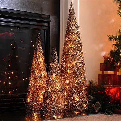 Pre-Lit Bronze Christmas Tree, Set of 3 from Kirkland's | Christmas ...