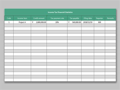 EXCEL of Income Tax Financial Statistics.xlsx | WPS Free Templates